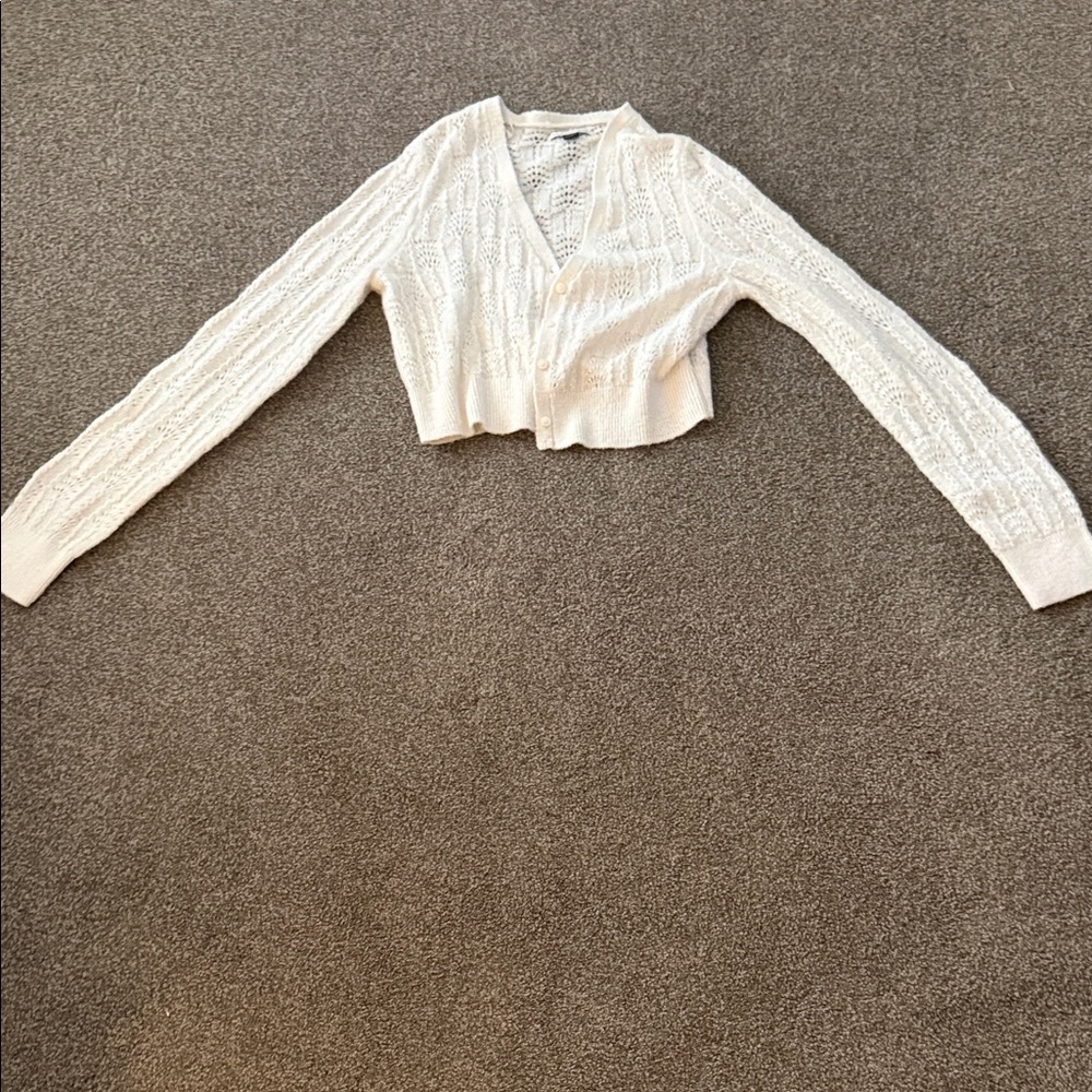 American Eagle Outfitters Cream Knit Cardigan